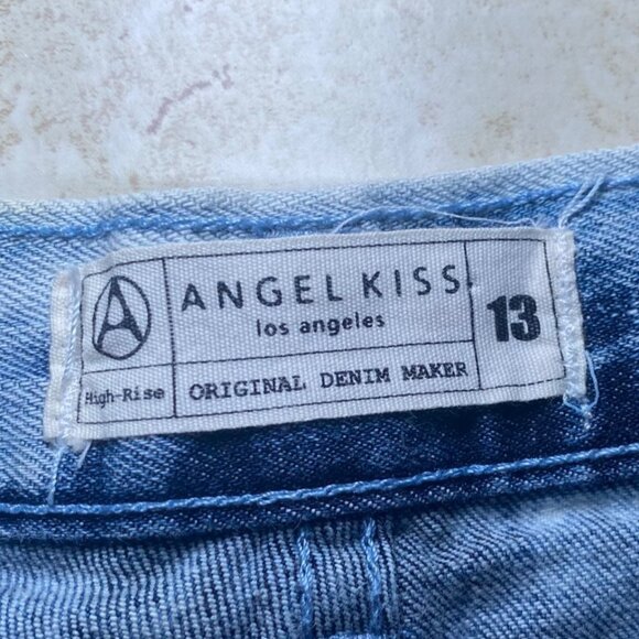 Angel Kiss Womens High-Rise Acid Wash Denim Short Shorts Size 13 - Picture 3 of 6